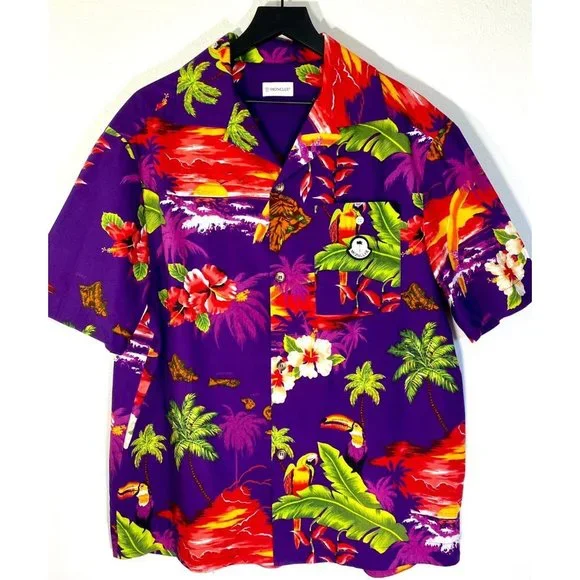 Moncler Genius Shirt Men's 8 Palm Angels Tropical Print Button Up - Picture 3 of 9